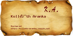 Kolláth Aranka névjegykártya