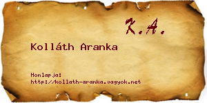 Kolláth Aranka névjegykártya